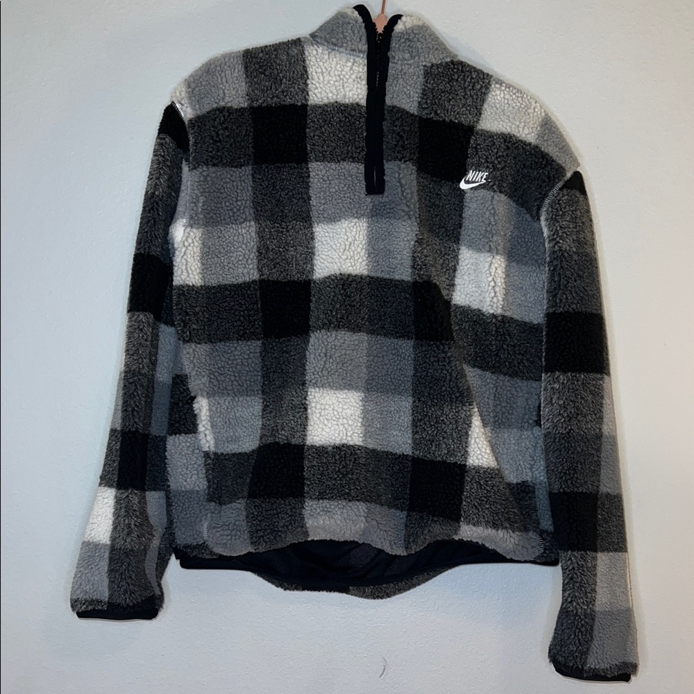Nike Black, Grey, & White Checkered Fleece Pullover NWT 🖤🤍🩶